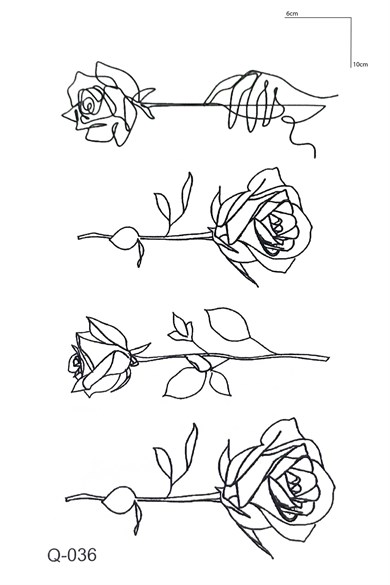 Çizgisel Gül Geçici Dövme Tattoo