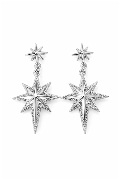 Gümüş Renk Kuzey Yıldızı Figürlü Küpe (Çift)