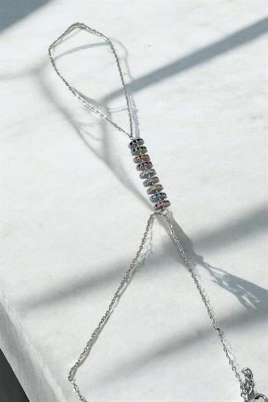 Gümüş Renk Taş Detaylı Çelik Şahmeran