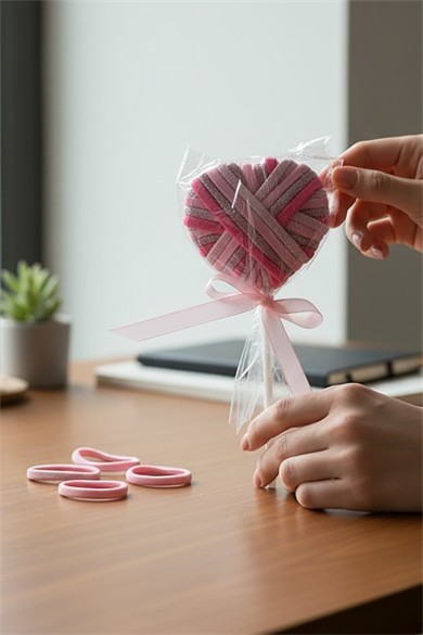 Karışık Renk Kalp Ve Lolipop Figürlü Lastik Toka Set