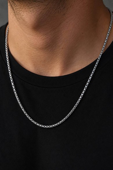 Gümüş Renk Unisex Çelik Zincir Kolye