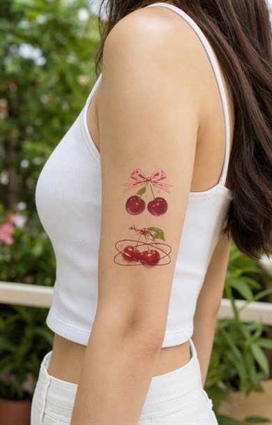 Kurdele Kiraz Mini Geçici Dövme Tattoo