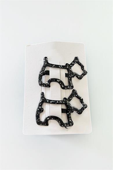 Siyah Renk 3lü Agatha Figürlü Yan Toka Set