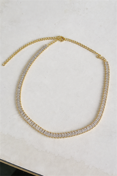 Altın Renk Taşlı Su Yolu Kolye