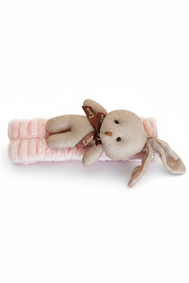 Pembe Renk Tavşan Figürlü Peluş Saç Bandı