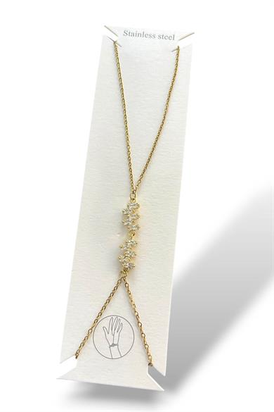 Altın Renk Taş Detaylı Çelik Şahmeran