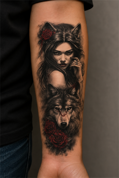 Tilki Ve Kurt Geçici Dövme Tattoo