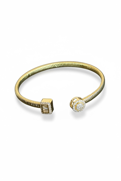 Altın Renk Taşlı Kelepçe Bileklik