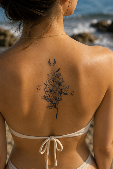 Çiçek Sonradan Kararan Yarı Kalıcı Geçici Dövme Tattoo