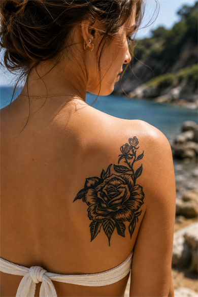 Çiçek Sonradan Kararan Yarı Kalıcı Geçici Dövme Tattoo