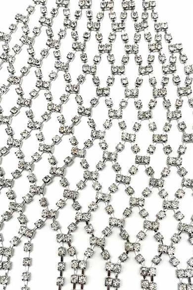 Gümüş Renk Taş Detaylı Bikini Üstü /Bralet /Vücut Aksesuarı