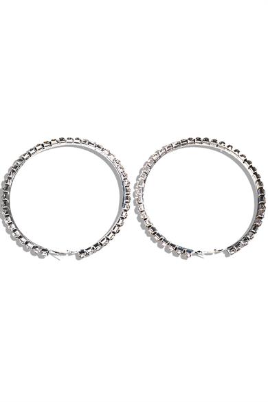 Gümüş Renk Taş Detaylı Halka Küpe 95Mm (Çift