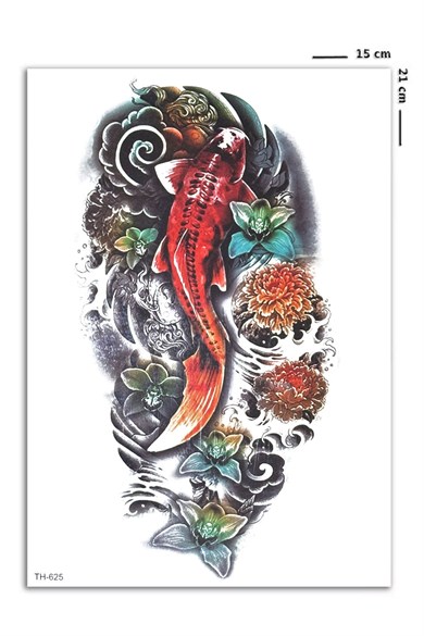 Renkli Koi Balığı Geçici Dövme Tattoo