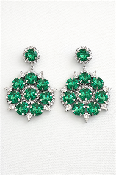 Gümüş Renk Taş Detaylı Tasarım Küpe(Çift)