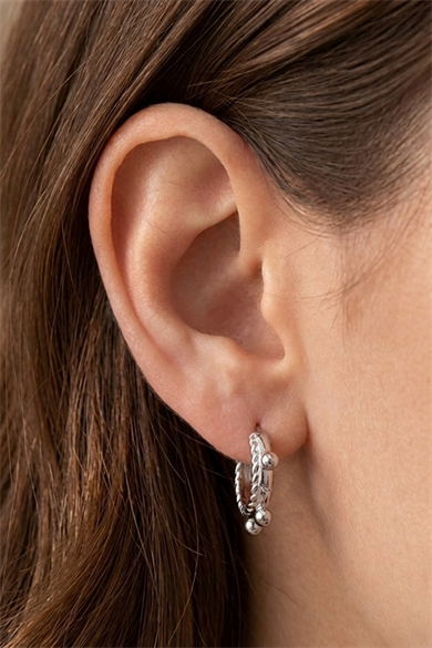 Gümüş Renk Top Detaylı Xuping Küpe (Çift)