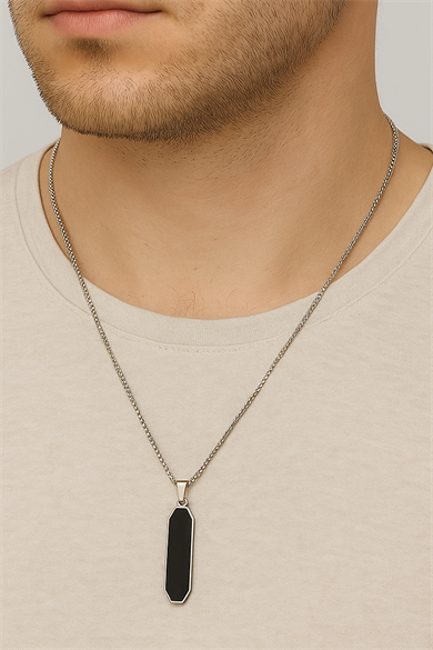 Gümüş Renk Erkek Zincir Çelik Kolye (60cm)