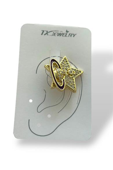 Altın Renk Yıldız Figürlü 14K Altın Kaplama TX Ear Cuff (Tek)