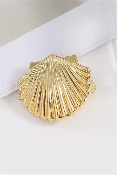 Altın Renk Deniz Kabuğu Figürlü Metal  Mandal Toka