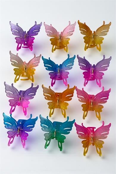 12li Karışık Renk Kelebek Figürlü Mandal Toka Set