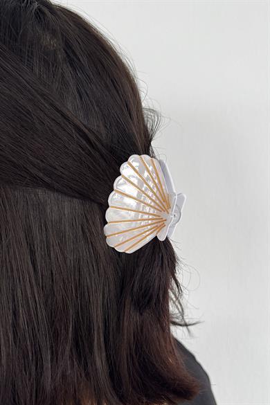 Beyaz Renk Orta Boy Deniz Kabuğu Mandal Toka