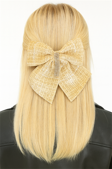 Sarı Renk Kurdele Figürlü Taş Detaylı Otomat Toka