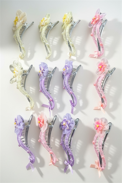 12li Karışık Renk Çiçek Figürlü Pens Toka Set