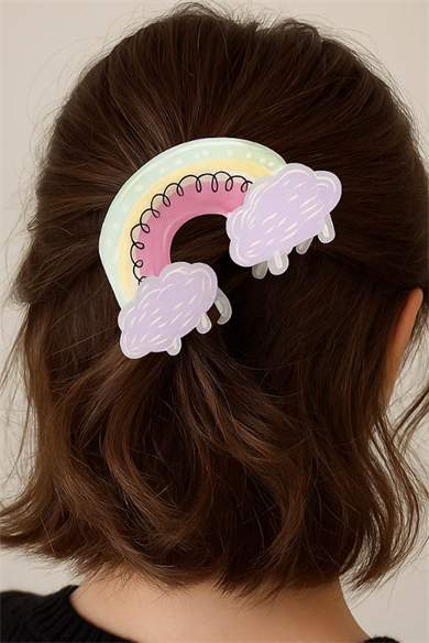 Karışık Renk Gökkuşağı Figürlü Kemik Mandal Toka