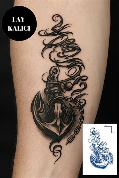 Çapa Figürlü 12 Saat Sonra Kararan Geçici Orta Dövme Tattoo