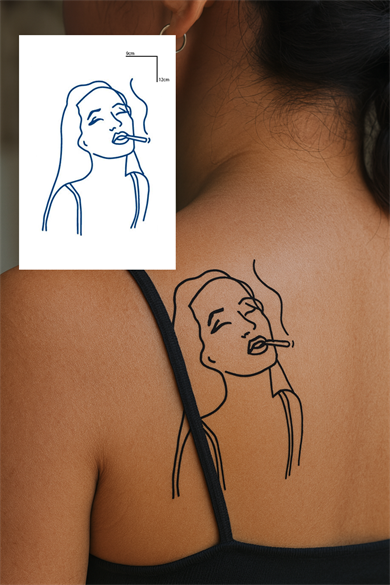 Kız Figürlü 12 Saat Sonra Kararan Geçici Dövme Tattoo