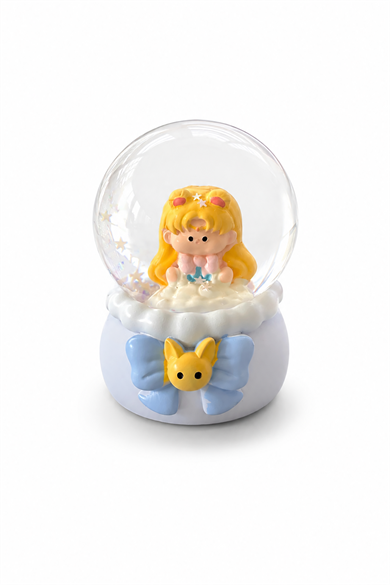 Sarı Renk Kız Figürlü Işıklı Mini Küre