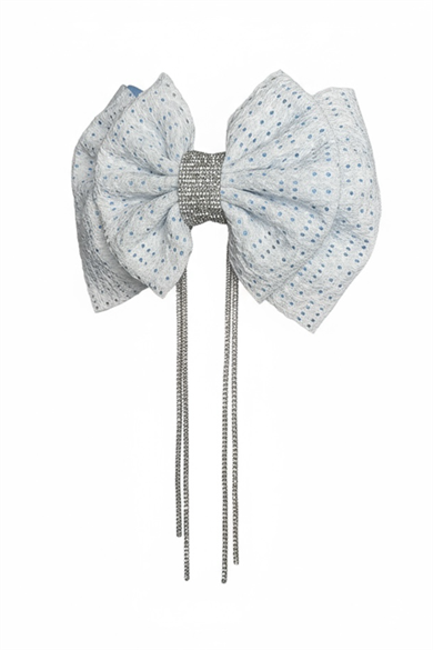 Beyaz Ve Mavi Renk Kurdele Figürlü Taş Detaylı  Otomat Toka