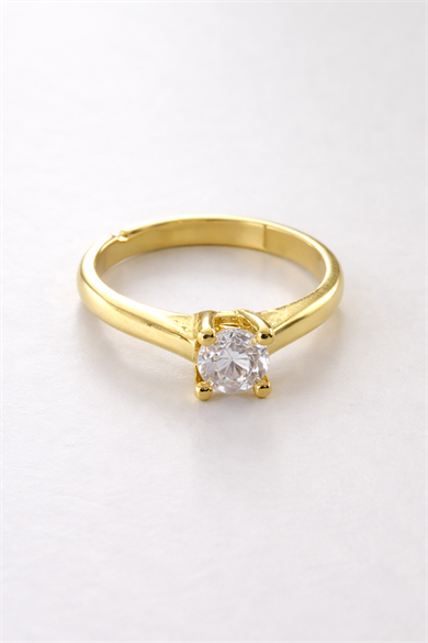 Altın Renk Ayarlanabilir Tektaş Yüzük