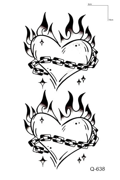 Zincirli Kalp Mini Geçici Dövme Tattoo