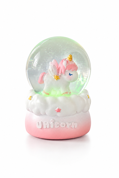 Pembe Renk Unıcorn Figürlü Işıklı Mini Küre