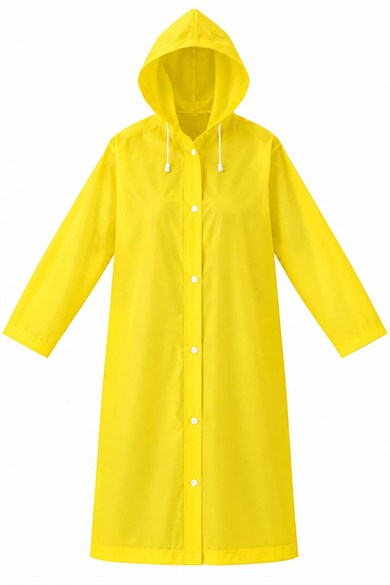 Sarı Renk Kapüşonlu Unisex Yetişkin Yağmurluk