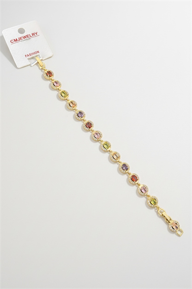 Altın Renk Taş Detaylı 14K Altın Kaplama CM Bileklik