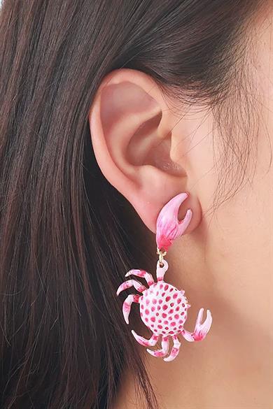 Altın Renk Yengeç Figürlü Tasarım Küpe(Çift)