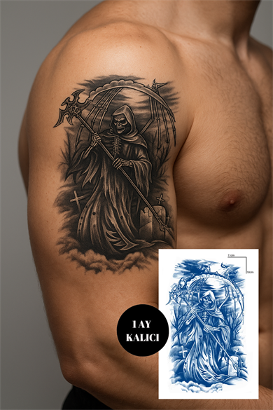 Kuru Kafa Figürlü 12 Saat Sonra Kararan Geçici Orta Dövme Tattoo