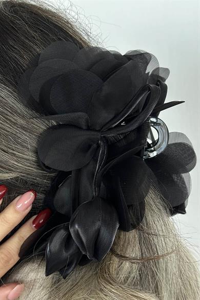 Siyah Renk Lale Figürlü Mandal  Toka