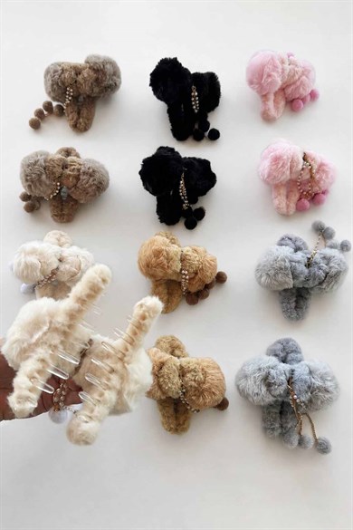 12li Karışık Renk Peluş Mandal Toka Set
