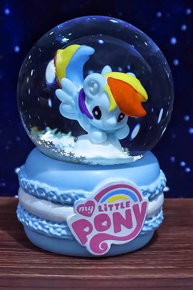 Mavi Renk Unicorn Figürlü Orta Boy Işıklı Kar Küresi