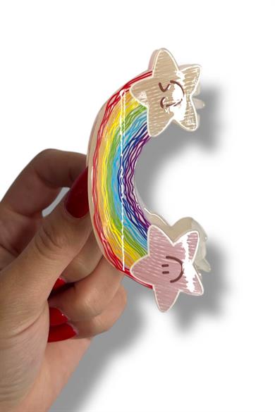 Karışık Renk Gökkuşağı Figürlü Kemik Mandal Toka