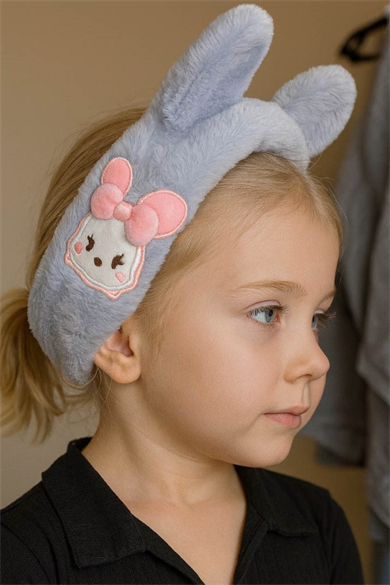 Gri Renk Ayıcık Figürlü Çocuk Peluş Kulaklık