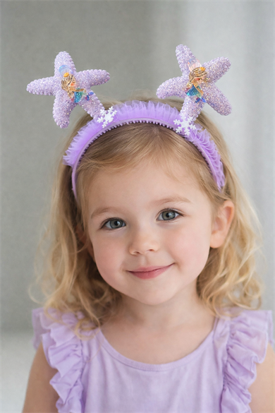 Mor Renk Yıldız Figürlü Çocuk Taç