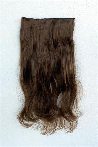 Isıya Dayanıklı Yarımay Çıt Çıt Saç - SH6D- Fındık Kahve - Dalgalı - 60 Cm - 110 Gr (Pınar)