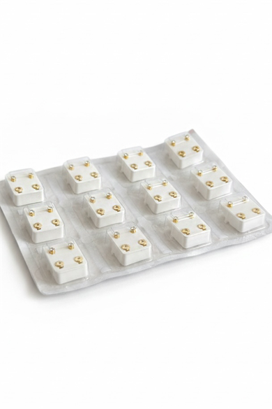 12li Altın Renk Taşlı Tıbbi Çelik Steril Kulak Delme Küpe Set