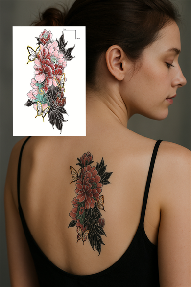 Geçici Çiçek Figürlü Dövme Tattoo