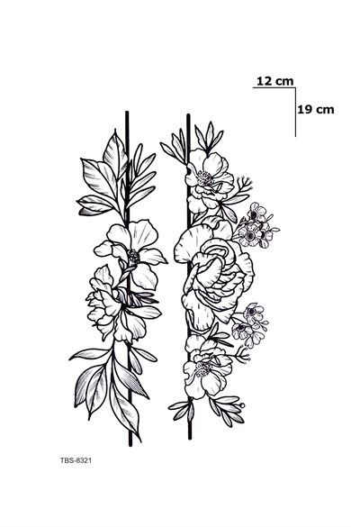 İkili Çiçek Geçici Dövme Tattoo