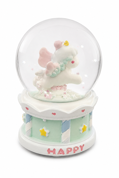 Beyaz Renk Unicorn Figürlü Işıklı Mini Küre