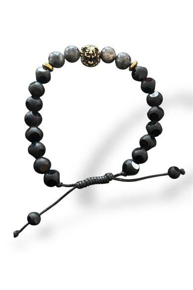 Karışık Renk Aslan Figürlü Boncuk Detaylı Erkek Bileklik